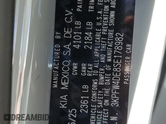 ✅ 2025 Kia K4 GT-Line • VIN: 3KPFW4DE8SE178982 • Lot: 87011865. Wystawiony na Copart z przebiegiem 3 977 mil. Bezpłatny archiwum sprzedaży aukcyjnych z USA i szczegółowy raport historii pojazdu na DreamBid. Zdjęcie 12.