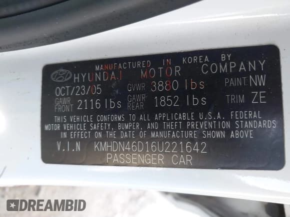 ✅ 2006 Hyundai Elantra GLS • VIN: KMHDN46D16U221642 • Лот: 41754150. Опубликован ранее на IAAI с пробегом 91 814 миль. Бесплатный доступ к архиву аукционных продаж из США и подробный отчёт об истории автомобиля на DreamBid. Изображение 9.