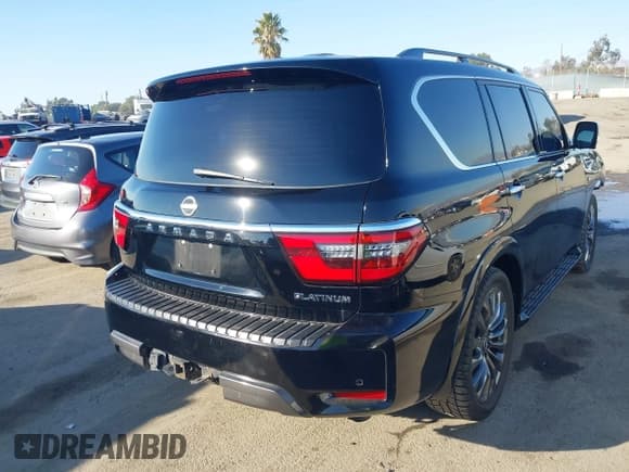 ✅ 2021 Nissan Armada Platinum • VIN: JN8AY2DB4M9793104 • Lot: 41267471. Listed on IAAI with 33,616 mi. Free auction sales archive from the USA and detailed vehicle history report at DreamBid. Image 4.