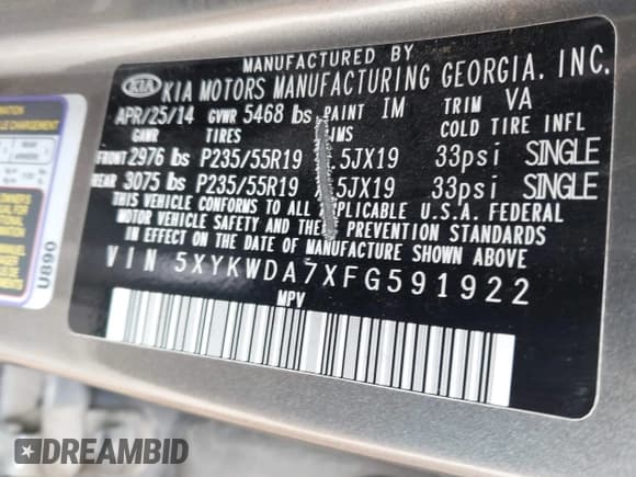 ✅ 2015 Kia Sorento SX Limited • VIN: 5XYKWDA7XFG591922 • Лот: 41947810. Опубликован ранее на IAAI с пробегом 127 167 миль. Бесплатный доступ к архиву аукционных продаж из США и подробный отчёт об истории автомобиля на DreamBid. Изображение 9.