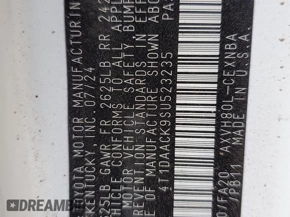 ✅ 2025 Toyota Camry LE • VIN: 4T1DAACK9SU523235 • Lot: 90798885. Listed on Copart with 35,690 mi. Free auction sales archive from the USA and detailed vehicle history report at DreamBid. Image 13.