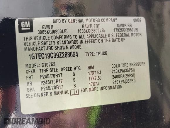 ✅ 2009 GMC Sierra 1500 SL • VIN: 1GTEC19C39Z288654 • Лот: 42374545. Опубликован ранее на IAAI с пробегом 273 918 миль. Бесплатный доступ к архиву аукционных продаж из США и подробный отчёт об истории автомобиля на DreamBid. Изображение 9.