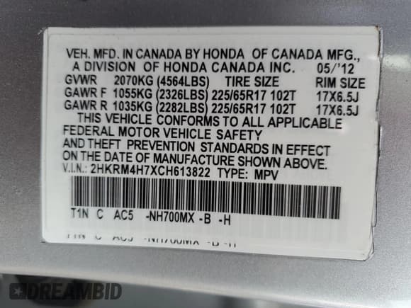 ✅ 2012 Honda CR-V EX-L • VIN: 2HKRM4H7XCH613822 • Lot: 89797995. Listed on Copart with 97,352 mi. Free auction sales archive from the USA and detailed vehicle history report at DreamBid. Image 13.