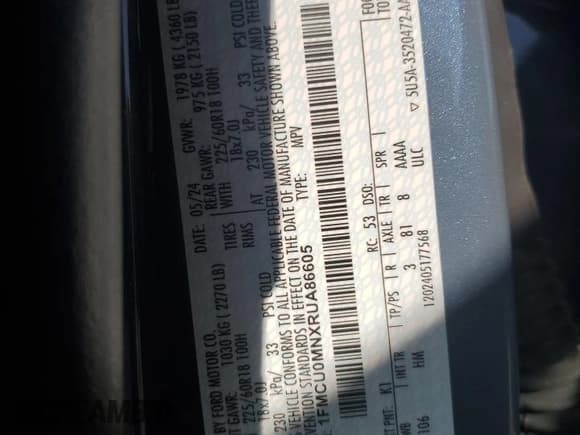 ✅ 2024 Ford Escape ST-Line • VIN: 1FMCU0MNXRUA86605 • Lot: 91007525. Listed on Copart with 7,450 mi. Free auction sales archive from the USA and detailed vehicle history report at DreamBid. Image 12.