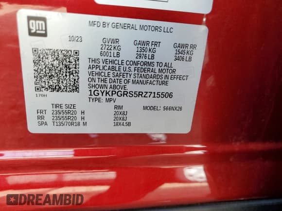 ✅ 2024 Cadillac XT6 AWD Sport • VIN: 1GYKPGRS5RZ715506 • Lot: 56498485. Listed on Copart with 9,361 mi. Free auction sales archive from the USA and detailed vehicle history report at DreamBid. Image 14.