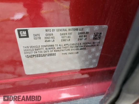 ✅ 2018 Buick LaCrosse Essence • VIN: 1G4ZP5SS0JU128680 • Lot: 65899514. Listed on Copart with Not provided. Free auction sales archive from the USA and detailed vehicle history report at DreamBid. Image 12.