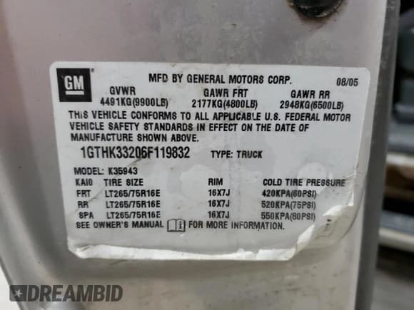 ✅ 2006 GMC Sierra 3500 DRW SL • VIN: 1GTHK33206F119832 • Lot: 54531215. Wystawiony na Copart z przebiegiem 366 848 mil. Bezpłatny archiwum sprzedaży aukcyjnych z USA i szczegółowy raport historii pojazdu na DreamBid. Zdjęcie 12.