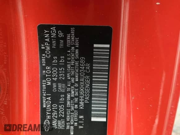 2010 Hyundai Genesis Coupe Track с VIN KMHHU6KHXAU034689, выставлен на аукционе Copart как лот 58925795 с пробегом 89 565 миль миль и Списание • Salvage title. История ставок и продаж доступна на DreamBid. Изображение 12.