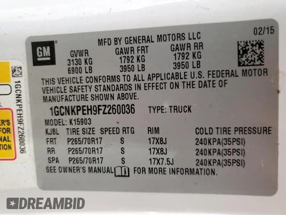 ✅ 2015 Chevrolet Silverado 1500 Work Truck • VIN: 1GCNKPEH9FZ260036 • Лот: 91239405. Опубликован ранее на Copart с пробегом 131 355 миль. Бесплатный доступ к архиву аукционных продаж из США и подробный отчёт об истории автомобиля на DreamBid. Изображение 13.