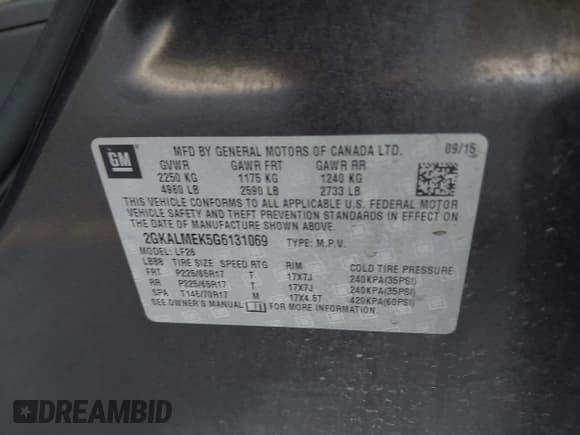 ✅ 2016 GMC Terrain SLE • VIN: 2GKALMEK5G6131069 • Лот: 42999880. Опубликован ранее на IAAI с пробегом 278 431 миль. Бесплатный доступ к архиву аукционных продаж из США и подробный отчёт об истории автомобиля на DreamBid. Изображение 9.