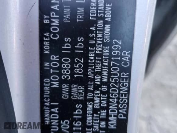 2005 Hyundai Elantra GLS z VIN KMHDN46D25U071992, wystawiony jako Copart lot #80235574 z przebiegiem 304 225 mil mil oraz Szkoda całkowita • Salvage title. Historia ofert i sprzedaży dostępna na DreamBid. Obrazek 12.