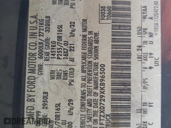 ✅ 1999 Ford F-150 XL • VIN: 1FTZX0729XKB96500 • Lot: 78356744. Listed on Copart with Not provided. Free auction sales archive from the USA and detailed vehicle history report at DreamBid. Image 13.