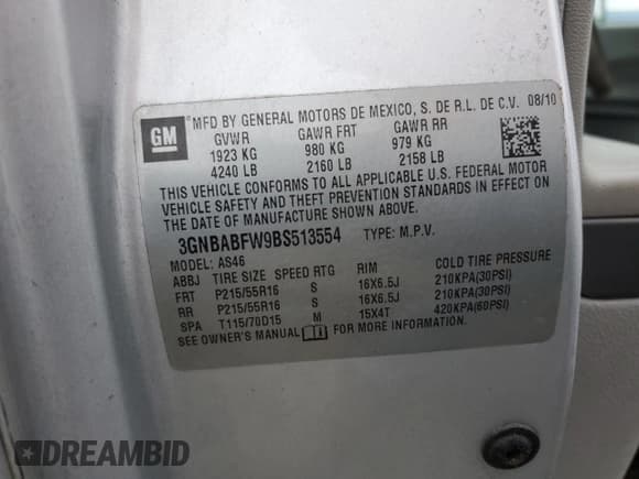 ✅ 2011 Chevrolet HHR 1LT • VIN: 3GNBABFW9BS513554 • Lot: 48036785. Listed on Copart with 142,090 mi. Free auction sales archive from the USA and detailed vehicle history report at DreamBid. Image 15.