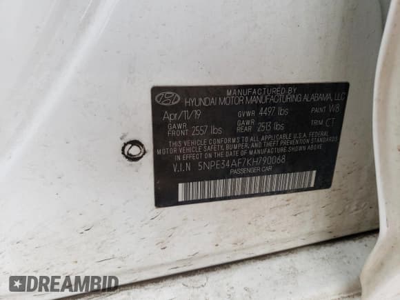 ✅ 2019 Hyundai Sonata SEL • VIN: 5NPE34AF7KH790068 • Lot: 44010503. Listed on Copart with 95,201 mi. Free auction sales archive from the USA and detailed vehicle history report at DreamBid. Image 14.