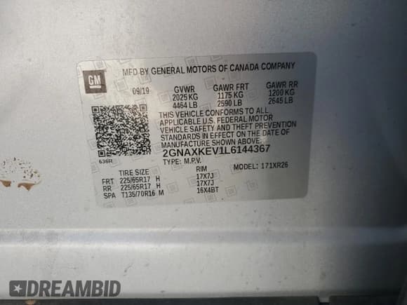 ✅ 2020 Chevrolet Equinox LT • VIN: 2GNAXKEV1L6144367 • Лот: 92022815. Опубликован ранее на Copart с пробегом 145 979 миль. Бесплатный доступ к архиву аукционных продаж из США и подробный отчёт об истории автомобиля на DreamBid. Изображение 14.