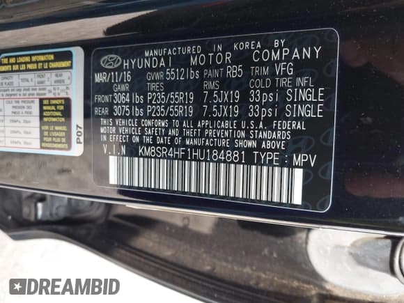 ✅ 2017 Hyundai Santa Fe Limited Ultimate • VIN: KM8SR4HF1HU184881 • Лот: 43260269. Опубликован ранее на IAAI с пробегом 106 007 миль. Бесплатный доступ к архиву аукционных продаж из США и подробный отчёт об истории автомобиля на DreamBid. Изображение 9.