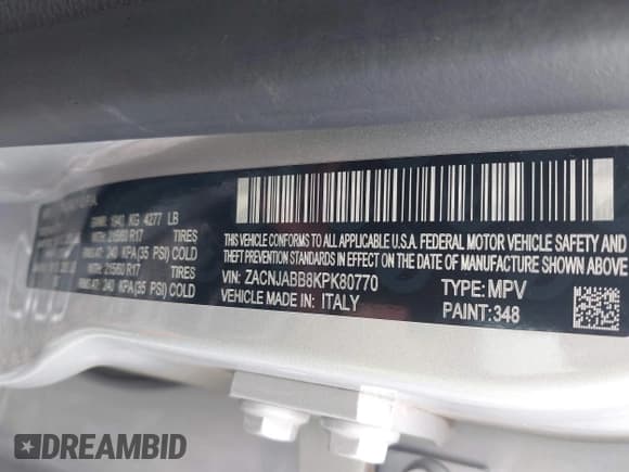 ✅ 2019 Jeep Renegade Latitude • VIN: ZACNJABB8KPK80770 • Лот: 42909311. Опубликован ранее на IAAI с пробегом 171 488 миль. Бесплатный доступ к архиву аукционных продаж из США и подробный отчёт об истории автомобиля на DreamBid. Изображение 9.