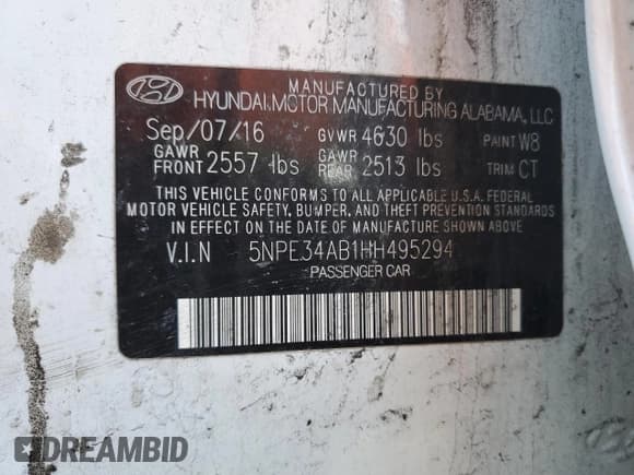 ✅ 2017 Hyundai Sonata Sport • VIN: 5NPE34AB1HH495294 • Лот: 46243453. Опубликован ранее на Copart с пробегом 76 868 миль. Бесплатный доступ к архиву аукционных продаж из США и подробный отчёт об истории автомобиля на DreamBid. Изображение 12.