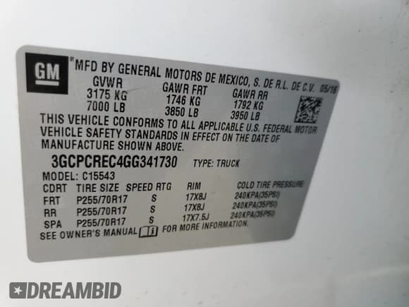 ✅ 2016 Chevrolet Silverado 1500 LT • VIN: 3GCPCREC4GG341730 • Lot: 71912245. Listed on Copart with 115,874 mi. Free auction sales archive from the USA and detailed vehicle history report at DreamBid. Image 12.