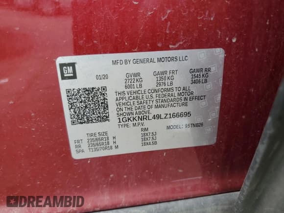 ✅ 2020 GMC Acadia SLE • VIN: 1GKKNRL49LZ166695 • Lot: 63502985. Wystawiony na Copart z przebiegiem 29 913 mil. Bezpłatny archiwum sprzedaży aukcyjnych z USA i szczegółowy raport historii pojazdu na DreamBid. Zdjęcie 13.