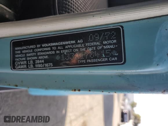 ✅ 1973 Volkswagen Beetle • VIN: 1332178415 • Lot: 41558625. Listed on Copart with 16,505 mi. Free auction sales archive from the USA and detailed vehicle history report at DreamBid. Image 12.