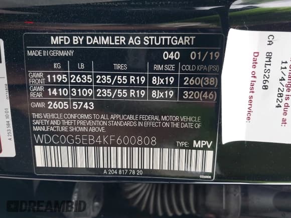 ✅ 2019 Mercedes-Benz GLC 350e • VIN: WDC0G5EB4KF600808 • Lot: 42549410. Wystawiony na IAAI z przebiegiem 70 807 mil. Bezpłatny archiwum sprzedaży aukcyjnych z USA i szczegółowy raport historii pojazdu na DreamBid. Zdjęcie 9.