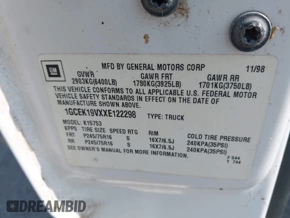 ✅ 1999 Chevrolet Silverado 1500 LS • VIN: 1GCEK19VXXE122298 • Лот: 43172489. Опубликован ранее на IAAI с пробегом 197 240 миль. Бесплатный доступ к архиву аукционных продаж из США и подробный отчёт об истории автомобиля на DreamBid. Изображение 9.