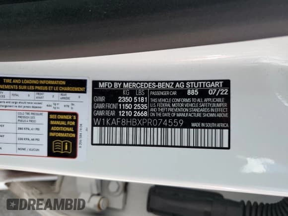 ✅ 2023 Mercedes-Benz C 43 AMG • VIN: W1KAF8HBXPR074559 • Lot: 70691195. Wystawiony na Copart z przebiegiem 20 669 mil. Bezpłatny archiwum sprzedaży aukcyjnych z USA i szczegółowy raport historii pojazdu na DreamBid. Zdjęcie 12.