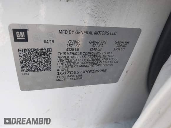 ✅ 2019 Chevrolet Malibu LT • VIN: 1G1ZD5STXKF199955 • Lot: 43335146. Wystawiony na IAAI z przebiegiem 126 678 mil. Bezpłatny archiwum sprzedaży aukcyjnych z USA i szczegółowy raport historii pojazdu na DreamBid. Zdjęcie 9.