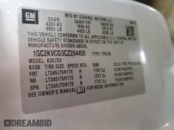 ✅ 2012 Chevrolet Silverado 2500HD Work Truck • VIN: 1GC2KVCG0CZ294458 • Lot: 49927765. Wystawiony na Copart z przebiegiem 222 387 mil. Bezpłatny archiwum sprzedaży aukcyjnych z USA i szczegółowy raport historii pojazdu na DreamBid. Zdjęcie 14.