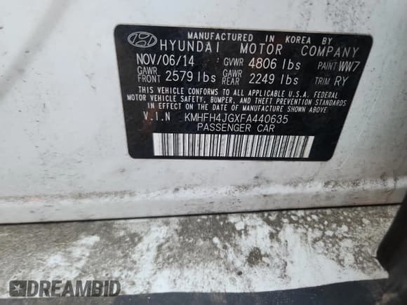 ✅ 2015 Hyundai Azera Limited • VIN: KMHFH4JGXFA440635 • Лот: 91247365. Опубликован ранее на Copart с пробегом 135 453 миль. Бесплатный доступ к архиву аукционных продаж из США и подробный отчёт об истории автомобиля на DreamBid. Изображение 12.