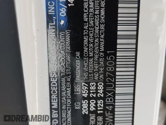 ✅ 2018 Mercedes-Benz C 300 • VIN: 55SWF4JBXJU278051 • Lot: 67998465. Listed on Copart with 117,242 mi. Free auction sales archive from the USA and detailed vehicle history report at DreamBid. Image 12.