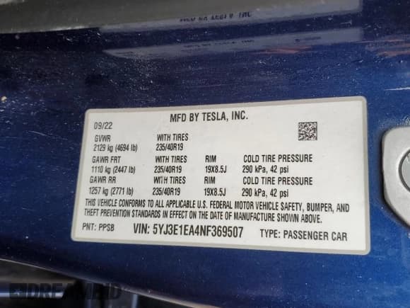 ✅ 2022 Tesla Model 3 • VIN: 5YJ3E1EA4NF369507 • Лот: 47200655. Опубликован ранее на Copart с пробегом Не указан. Бесплатный доступ к архиву аукционных продаж из США и подробный отчёт об истории автомобиля на DreamBid. Изображение 12.