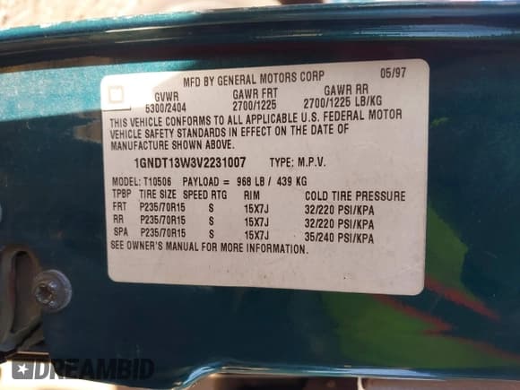 ✅ 1997 Chevrolet Blazer LS • VIN: 1GNDT13W3V2231007 • Лот: 43542331. Опубликован ранее на IAAI с пробегом 200 201 миль. Бесплатный доступ к архиву аукционных продаж из США и подробный отчёт об истории автомобиля на DreamBid. Изображение 9.