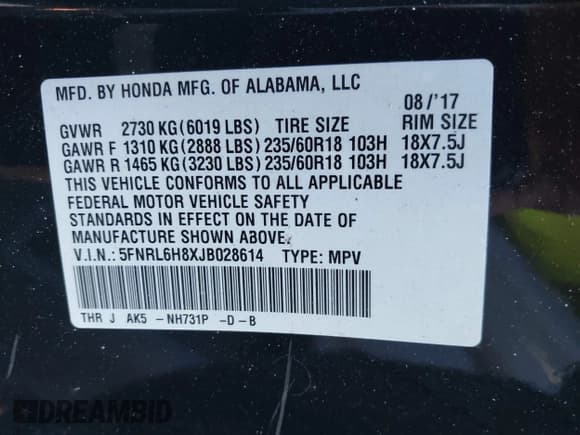 ✅ 2018 Honda Odyssey Touring • VIN: 5FNRL6H8XJB028614 • Lot: 43627180. Wystawiony na IAAI z przebiegiem 112 487 mil. Bezpłatny archiwum sprzedaży aukcyjnych z USA i szczegółowy raport historii pojazdu na DreamBid. Zdjęcie 9.