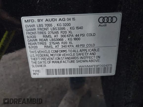 ✅ 2015 Audi Q7 Prestige • VIN: WA1VMAFE9FD024375 • Лот: 41575018. Опубликован ранее на IAAI с пробегом 133 495 миль. Бесплатный доступ к архиву аукционных продаж из США и подробный отчёт об истории автомобиля на DreamBid. Изображение 9.
