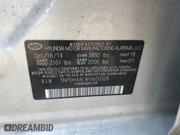 ✅ 2015 Hyundai Elantra SE • VIN: 5NPDH4AE9FH600328 • Лот: 80394265. Опубликован ранее на Copart с пробегом 71 733 миль. Бесплатный доступ к архиву аукционных продаж из США и подробный отчёт об истории автомобиля на DreamBid. Изображение 12.