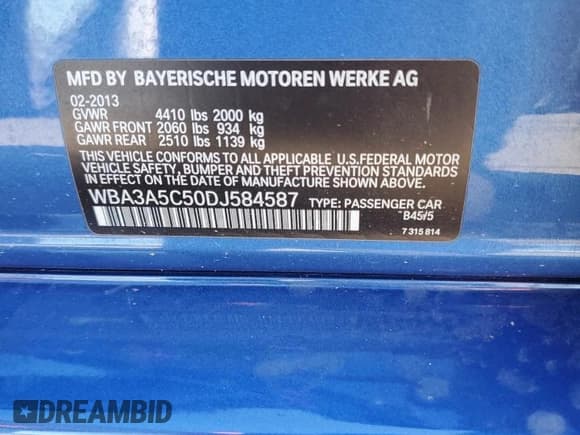 ✅ 2013 BMW 3 Series 328i • VIN: WBA3A5C50DJ584587 • Лот: 87393525. Опубликован ранее на Copart с пробегом 110 801 миль. Бесплатный доступ к архиву аукционных продаж из США и подробный отчёт об истории автомобиля на DreamBid. Изображение 12.