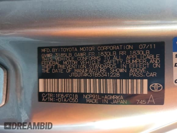 ✅ 2011 Toyota Yaris • VIN: JTDJT4K31B5341228 • Лот: 66698705. Опубликован ранее на Copart с пробегом 126 738 миль. Бесплатный доступ к архиву аукционных продаж из США и подробный отчёт об истории автомобиля на DreamBid. Изображение 12.