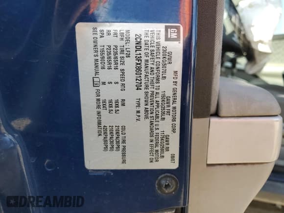 ✅ 2008 Chevrolet Equinox LS • VIN: 2CNDL13FX86012704 • Лот: 48980865. Опубликован ранее на Copart с пробегом 203 888 миль. Бесплатный доступ к архиву аукционных продаж из США и подробный отчёт об истории автомобиля на DreamBid. Изображение 15.