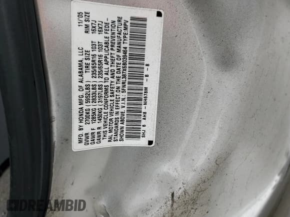 ✅ 2006 Honda Odyssey EX-L • VIN: 5FNRL387X6B039464 • Лот: 93323725. Опубликован ранее на Copart с пробегом 180 680 миль. Бесплатный доступ к архиву аукционных продаж из США и подробный отчёт об истории автомобиля на DreamBid. Изображение 13.