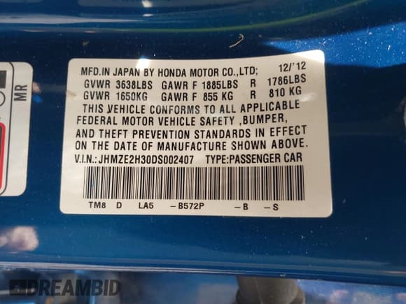 ✅ 2013 Honda Insight • VIN: JHMZE2H30DS002407 • Лот: 42690760. Опубликован ранее на IAAI с пробегом 118 203 миль. Бесплатный доступ к архиву аукционных продаж из США и подробный отчёт об истории автомобиля на DreamBid. Изображение 9.