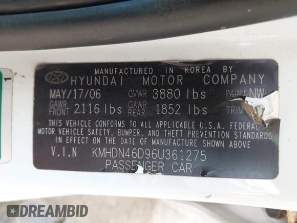 ✅ 2006 Hyundai Elantra GLS • VIN: KMHDN46D96U361275 • Lot: 42885155. Wystawiony na IAAI z przebiegiem 118 712 mil. Bezpłatny archiwum sprzedaży aukcyjnych z USA i szczegółowy raport historii pojazdu na DreamBid. Zdjęcie 9.