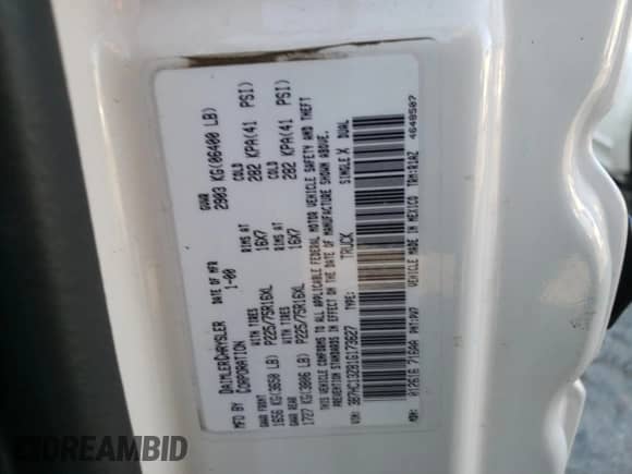 2001 Dodge 1500 с VIN 3B7HC13Z81G173627, выставлен на аукционе Copart как лот 83610214 с пробегом 97 032 миль миль и Списание • Salvage title. История ставок и продаж доступна на DreamBid. Изображение 12.