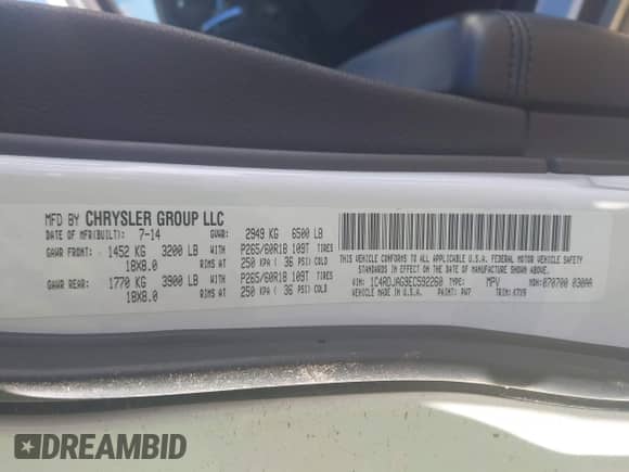 2014 Dodge Durango SXT с VIN 1C4RDJAG9EC592260, выставлен на аукционе IAAI как лот 43576880 с пробегом 135 439 миль миль и . История ставок и продаж доступна на DreamBid. Изображение 9.