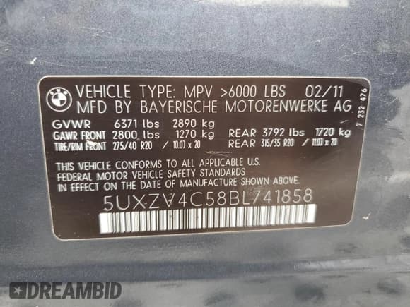 ✅ 2011 BMW X5 35i • VIN: 5UXZV4C58BL741858 • Lot: 82000175. Wystawiony na Copart z przebiegiem 170 493 mil. Bezpłatny archiwum sprzedaży aukcyjnych z USA i szczegółowy raport historii pojazdu na DreamBid. Zdjęcie 13.