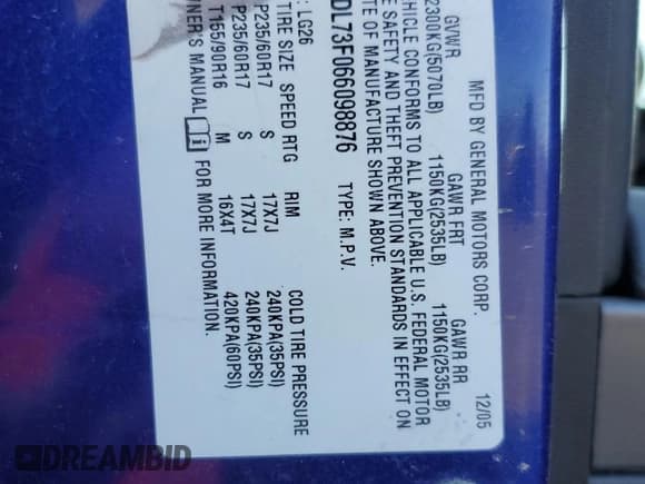 ✅ 2006 Pontiac Torrent • VIN: 2CKDL73F066098876 • Лот: 68509794. Опубликован ранее на Copart с пробегом 107 452 миль. Бесплатный доступ к архиву аукционных продаж из США и подробный отчёт об истории автомобиля на DreamBid. Изображение 13.