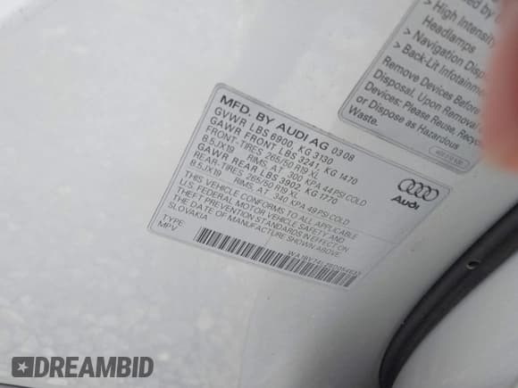 ✅ 2008 Audi Q7 Premium • VIN: WA1BV74L28D054633 • Lot: 42026140. Wystawiony na IAAI z przebiegiem Nie podano. Bezpłatny archiwum sprzedaży aukcyjnych z USA i szczegółowy raport historii pojazdu na DreamBid. Zdjęcie 9.