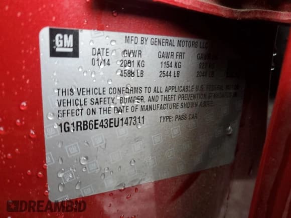 ✅ 2014 Chevrolet Volt • VIN: 1G1RB6E43EU147311 • Lot: 80543494. Wystawiony na Copart z przebiegiem Nie podano. Bezpłatny archiwum sprzedaży aukcyjnych z USA i szczegółowy raport historii pojazdu na DreamBid. Zdjęcie 13.