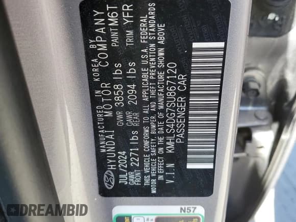 ✅ 2025 Hyundai Elantra SEL Convenience • VIN: KMHLS4DG7SU867120 • Lot: 93107545. Listed on Copart with 33,345 mi. Free auction sales archive from the USA and detailed vehicle history report at DreamBid. Image 12.